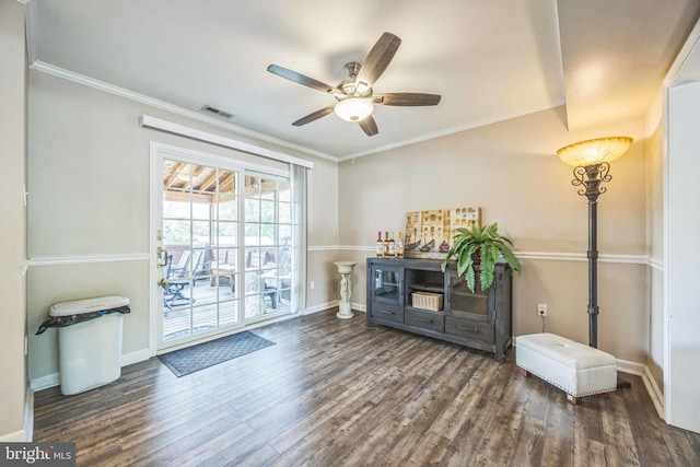 31 Bently Dr, Sewell, NJ 08080 - bar area with wood finished floors, ceiling fan, baseboards, and ornamental molding