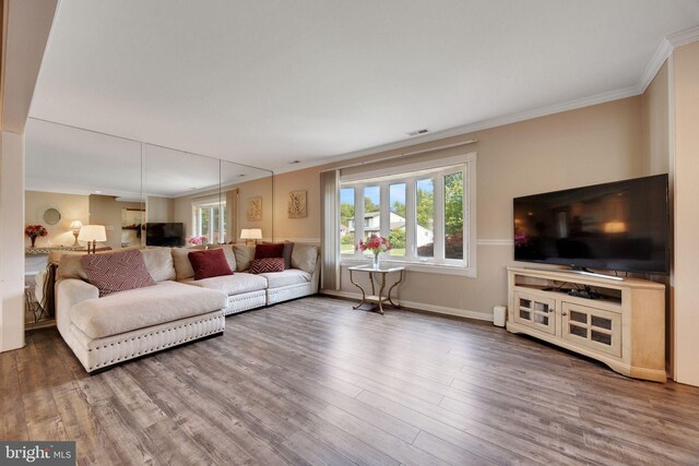 31 Bently Dr, Sewell, NJ 08080 - living room with wood finished floors, ornamental molding, and baseboards