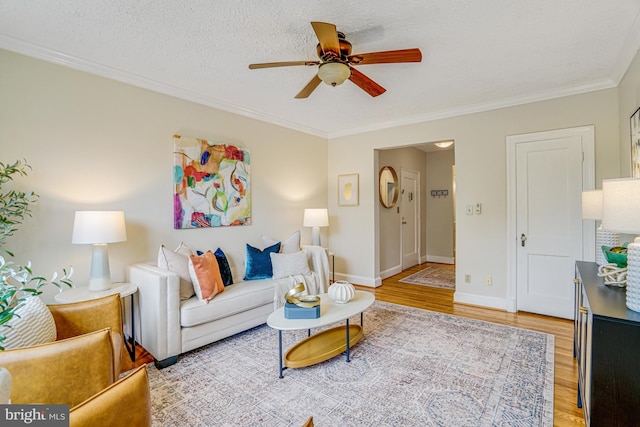 715 S Washington St Unit A-13, Alexandria, VA 22314 - living room with a ceiling fan, light wood finished floors, ornamental molding, and baseboards
