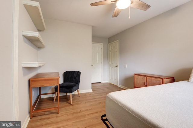 8060 Stonewall Brigade Ct Unit 101, Manassas, VA 20109 - bedroom featuring light wood finished floors, baseboards, and ceiling fan