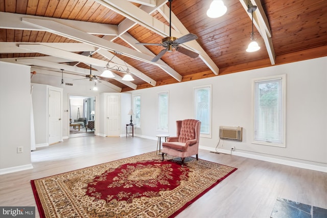 12804 Brunswick Ln, Bowie, MD 20715 - living area with a ceiling fan, wood finished floors, wood ceiling, and baseboards