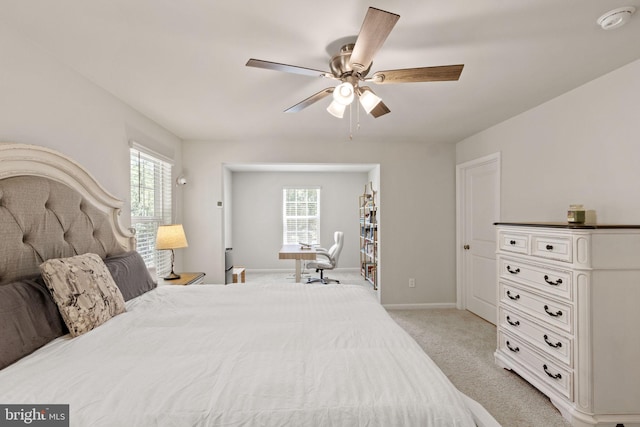 251 Rock Raymond Dr, Stafford, VA 22554 - bedroom featuring multiple windows, light colored carpet, baseboards, and ceiling fan