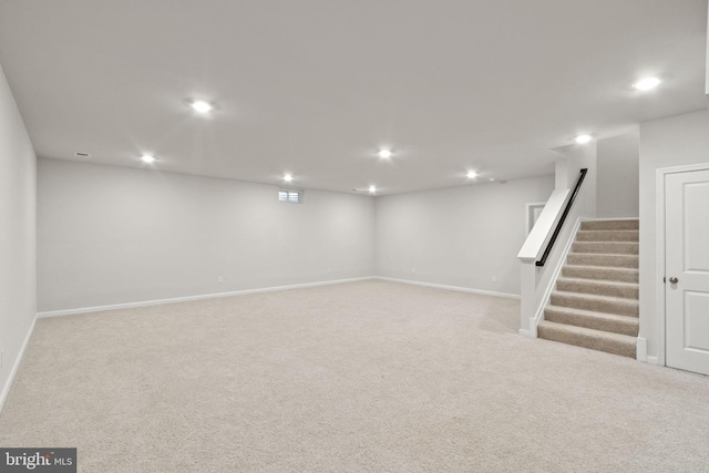 251 Rock Raymond Dr, Stafford, VA 22554 - finished below grade area featuring recessed lighting, carpet, stairs, and baseboards