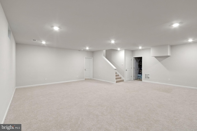 251 Rock Raymond Dr, Stafford, VA 22554 - finished basement featuring recessed lighting, stairs, baseboards, and light colored carpet