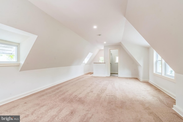 309 Bayview Rd, Edgewater, MD 21037 - additional living space featuring vaulted ceiling, healthy amount of natural light, carpet, and baseboards