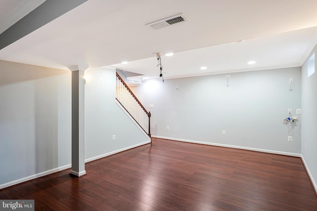 3414 Tyburn Tree Ct, Herndon, VA 20171 - finished basement featuring stairway, wood finished floors, recessed lighting, and baseboards