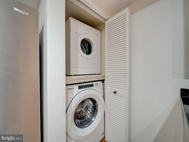 1715 15th St NW Unit 23, Washington, DC 20009 - washroom with stacked washer and clothes dryer