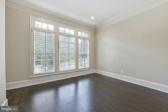 1496 Evans Farm Dr, Mclean, VA 22101 - spare room with crown molding, dark wood finished floors, baseboards, and recessed lighting