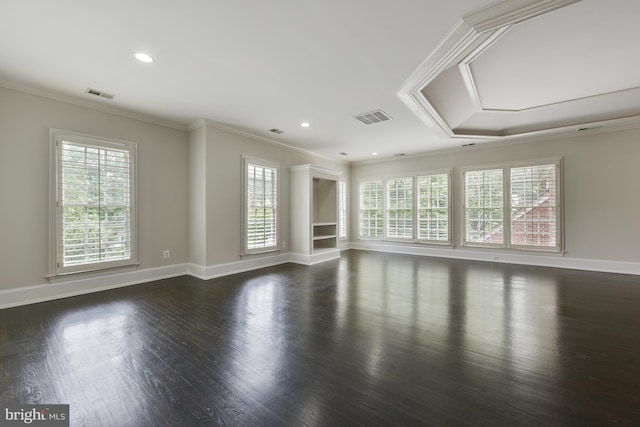 1496 Evans Farm Dr, Mclean, VA 22101 - unfurnished room featuring ornamental molding, dark wood-type flooring, baseboards, and recessed lighting