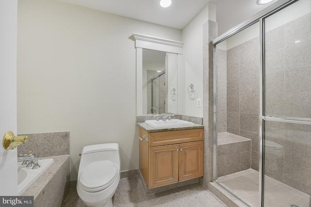 1496 Evans Farm Dr, Mclean, VA 22101 - full bathroom featuring toilet, vanity, a bath, and a shower stall