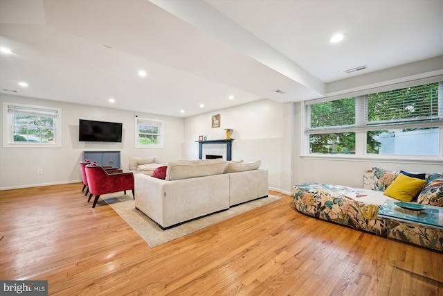 11700 Seven Locks Rd, Potomac, MD 20854 - living room featuring light wood-style floors, baseboards, and recessed lighting
