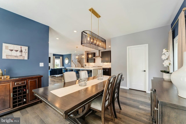 24824 Scarlet Maple Ct, Aldie, VA 20105 - dining space with dark wood-style flooring and recessed lighting
