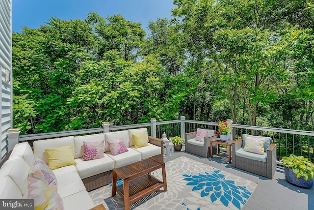 24824 Scarlet Maple Ct, Aldie, VA 20105 - deck with outdoor lounge area and view of scattered trees