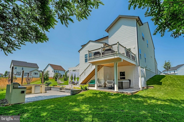 24824 Scarlet Maple Ct, Aldie, VA 20105 - back of house with a patio, area for grilling, a lawn, a residential view, and a deck