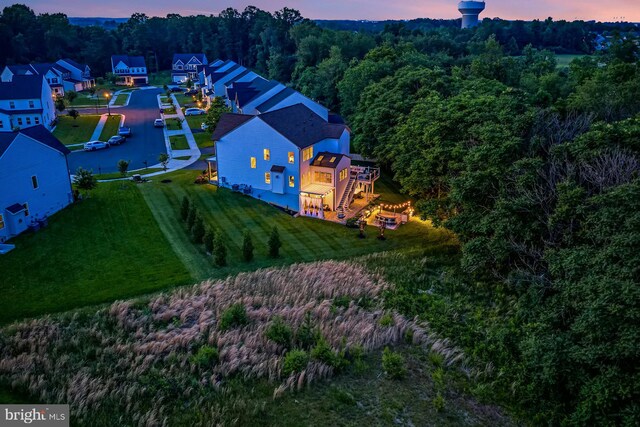 24824 Scarlet Maple Ct, Aldie, VA 20105 - aerial view at dusk of a forest view