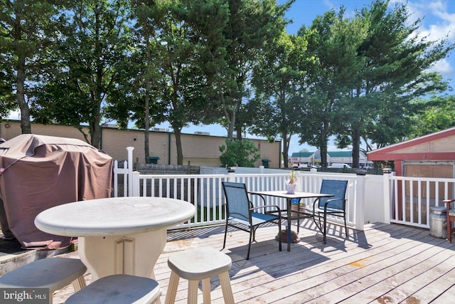 108 Kennedy Blvd, Bellmawr, NJ 08031 - wooden deck with outdoor dining area and area for grilling