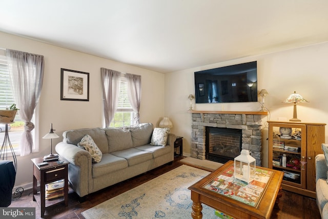 519 Thomas, Little Egg Harbor Twp, NJ 08087 - living area with a stone fireplace and wood finished floors