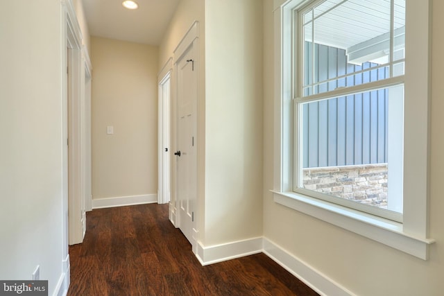 Jacks Mountain Rd, Fairfield, PA 17320 - hallway featuring dark wood-style flooring, baseboards, and recessed lighting
