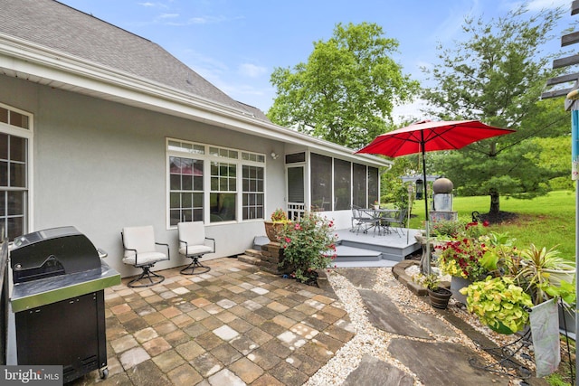 1399 N Royal Ave, Front Royal, VA 22630 - view of patio featuring a sunroom, grilling area, and a wooden deck