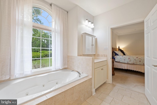 1399 N Royal Ave, Front Royal, VA 22630 - full bath with healthy amount of natural light, ensuite bath, a tub with jets, and tile patterned flooring