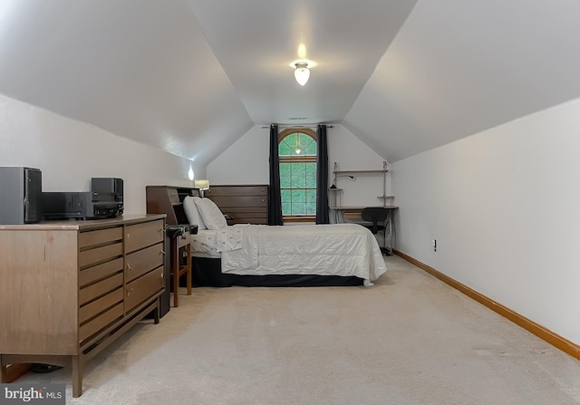 41920 Clover Hill Ct, Hollywood, MD 20636 - bedroom featuring vaulted ceiling, light carpet, and baseboards