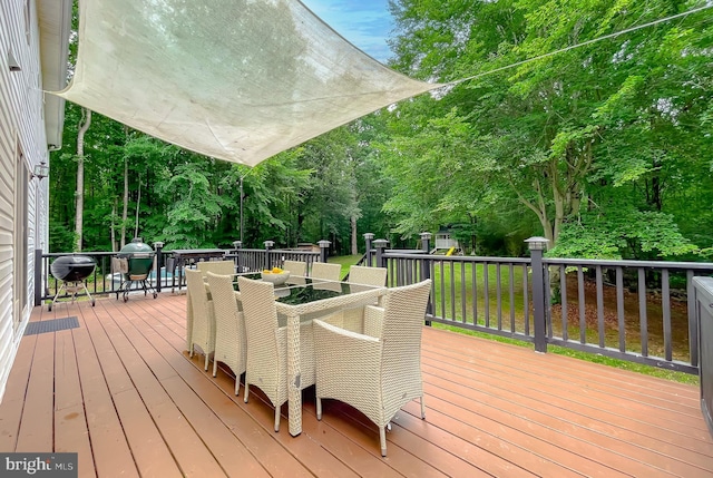 41920 Clover Hill Ct, Hollywood, MD 20636 - wooden terrace featuring outdoor dining space and grilling area