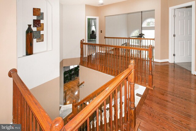 13763 Deacons Way, Gainesville, VA 20155 - hall featuring an upstairs landing, hardwood / wood-style floors, and baseboards