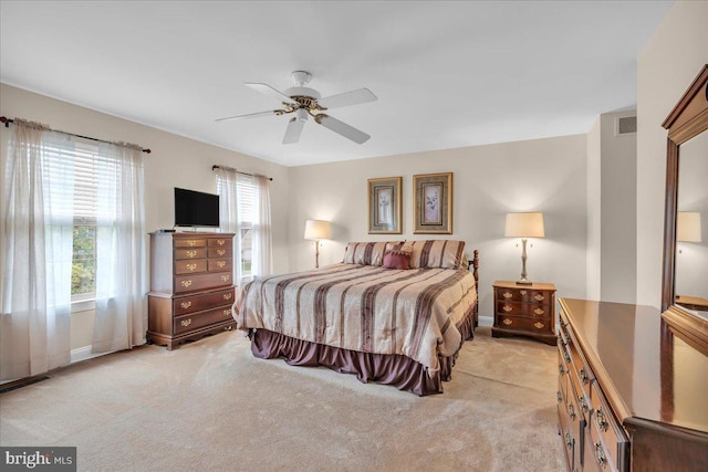 3026 5th St S, Voorhees, NJ 08043 - bedroom with light colored carpet, baseboards, and a ceiling fan