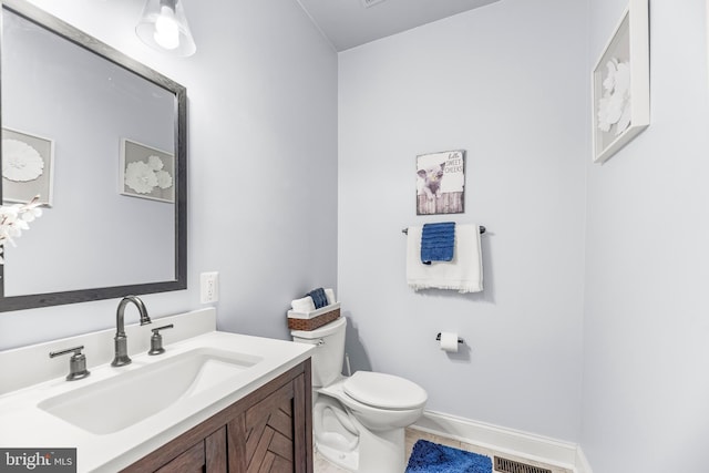 3420 Ponds Wood Ct, Huntingtown, MD 20639 - half bath with toilet, vanity, tile patterned floors, and baseboards