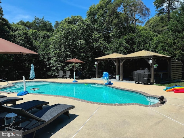 3420 Ponds Wood Ct, Huntingtown, MD 20639 - view of swimming pool with a gazebo and a patio area