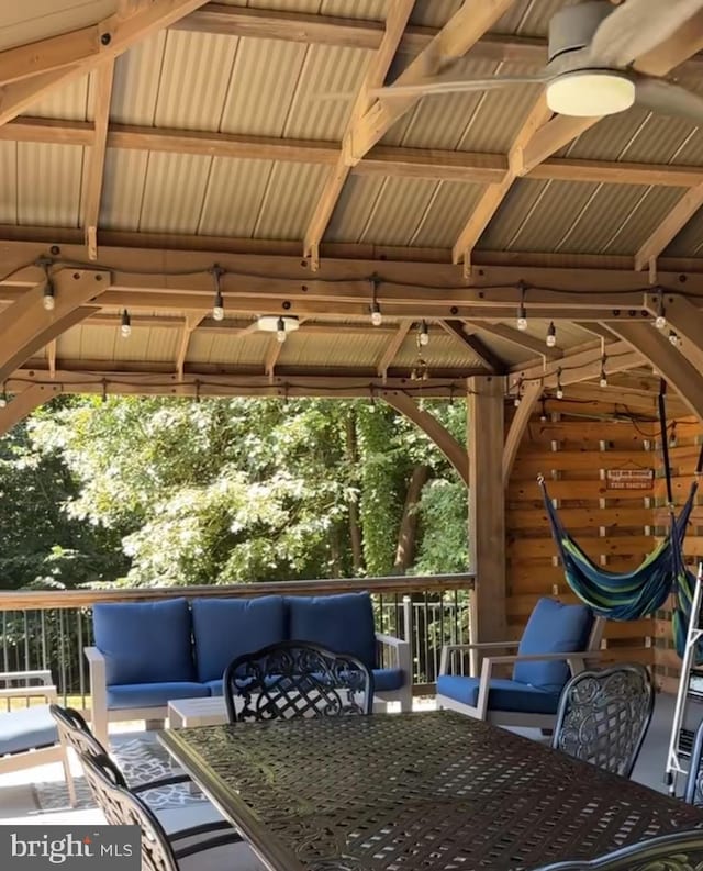 3420 Ponds Wood Ct, Huntingtown, MD 20639 - view of patio / terrace with outdoor dining space, an outdoor living space, and a gazebo