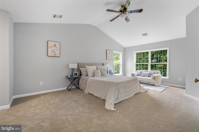 47561 Hidden Cove Ct, Sterling, VA 20165 - carpeted bedroom with baseboards, lofted ceiling, and a ceiling fan