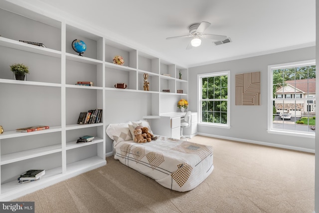 47561 Hidden Cove Ct, Sterling, VA 20165 - sitting room with carpet flooring, ceiling fan, crown molding, and baseboards