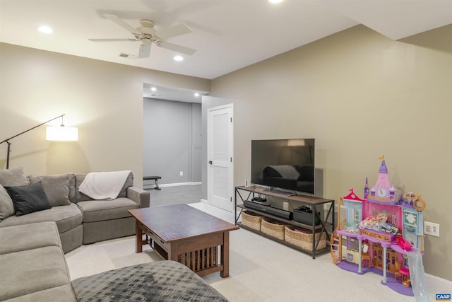 2667 Aldersgate Way, Charlottesville, VA 22911 - carpeted living room with ceiling fan, recessed lighting, and baseboards