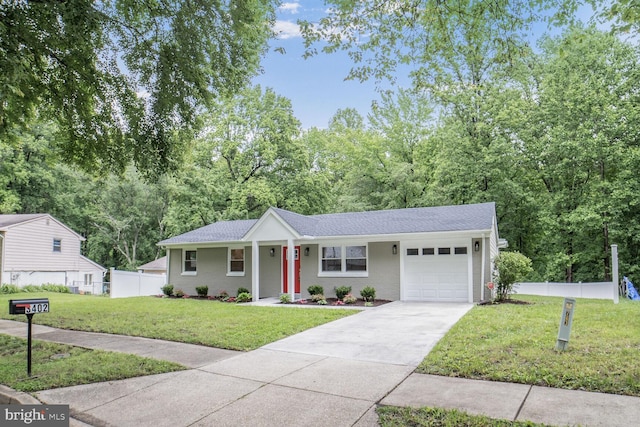 3402 Halloway S, Upper Marlboro, MD 20772 - ranch-style house featuring a garage, concrete driveway, a shingled roof, and brick siding
