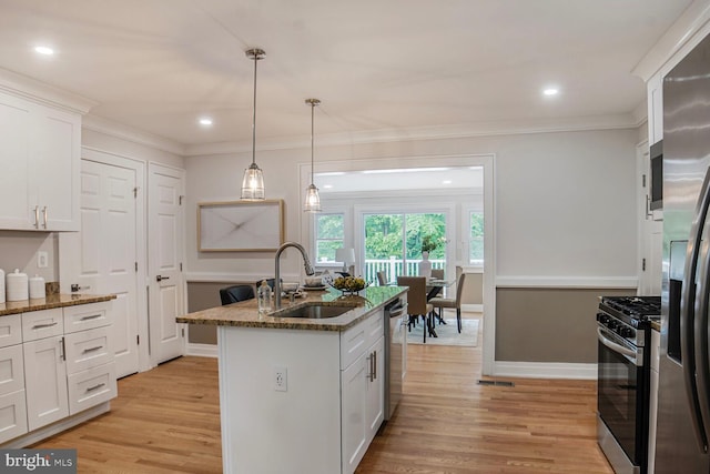 3402 Halloway S, Upper Marlboro, MD 20772 - kitchen featuring stainless steel appliances, a sink, light wood-style floors, white cabinetry, and recessed lighting