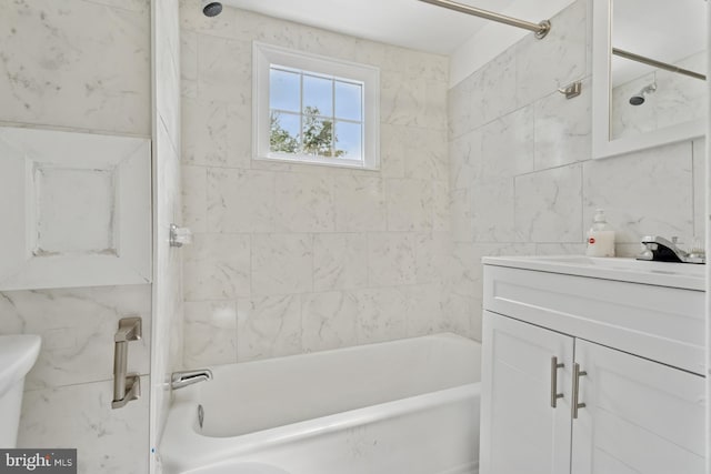 635 Elroy Rd, Souderton, PA 18964 - full bath featuring vanity, washtub / shower combination, and tile walls