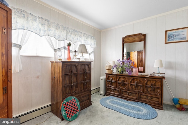 25 Kollman Dr, Newark, DE 19713 - living area with a baseboard heating unit, carpet flooring, and crown molding
