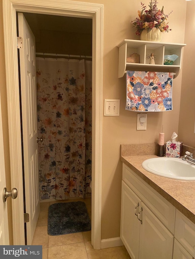 1547 Marlborough Ct, Crofton, MD 21114 - full bath with vanity, tile patterned flooring, and a shower with curtain