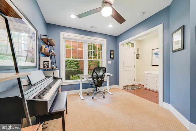 585 Regent Pl NE, Washington, DC 20017 - carpeted office with ceiling fan, baseboards, and recessed lighting