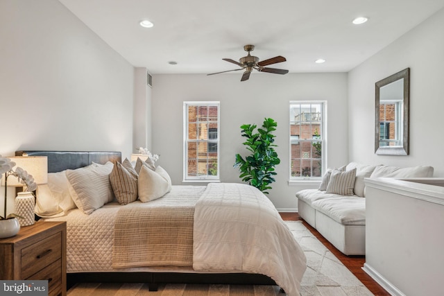 314 Monroe St, Philadelphia, PA 19147 - bedroom featuring wood finished floors, recessed lighting, baseboards, and a ceiling fan