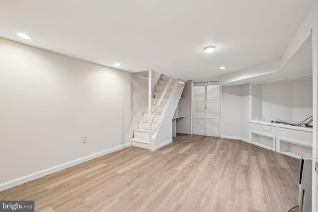 314 Monroe St, Philadelphia, PA 19147 - finished below grade area featuring light wood finished floors, stairs, baseboards, and recessed lighting