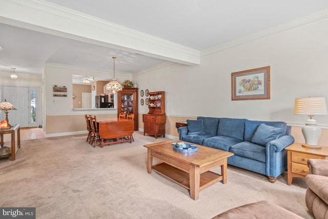 142 Wyndham Woods Way, Hatfield, PA 19440 - living area featuring crown molding, carpet, and baseboards