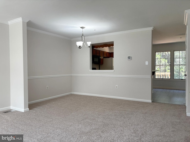 7930 Blue Gray Cir, Manassas, VA 20109 - spare room with a chandelier, carpet, and ornamental molding