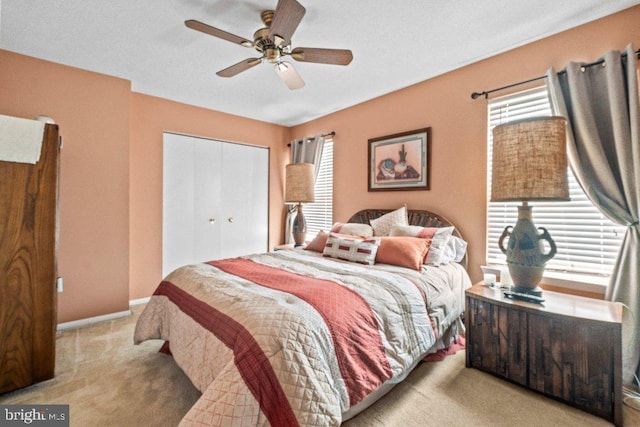 410 Kosoak Rd, Baltimore, MD 21220 - bedroom featuring carpet flooring, multiple windows, a closet, and a ceiling fan
