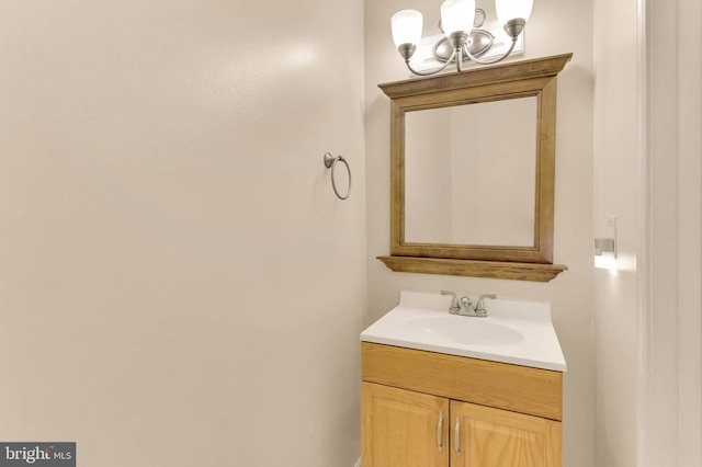 2053 Wintergreen Pl, Rosedale, MD 21237 - bathroom with vanity and a chandelier
