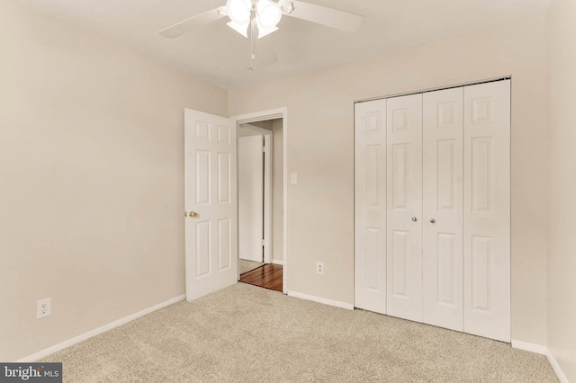 2053 Wintergreen Pl, Rosedale, MD 21237 - unfurnished bedroom with carpet flooring, a closet, baseboards, and ceiling fan