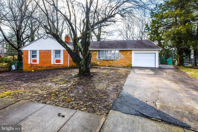 10903 Exeter Ct, Upper Marlboro, MD 20774 - ranch-style home with a chimney, an attached garage, and driveway