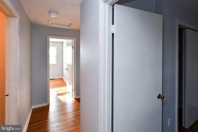 10903 Exeter Ct, Upper Marlboro, MD 20774 - corridor featuring attic access, wood finished floors, and baseboards