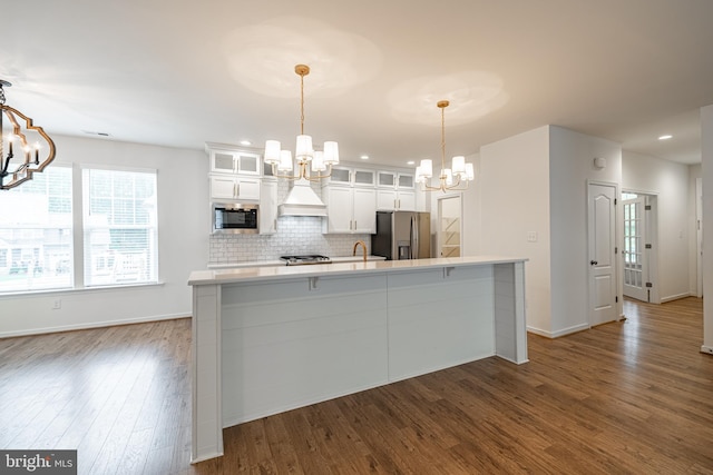 4005 Sweet Azalea Row, Glen Allen, VA 23059 - kitchen with a chandelier, stainless steel appliances, dark wood-type flooring, a large island, and recessed lighting